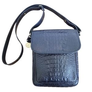 Vintage Black Brahmin Crocodile Embossed Crossbody Bag